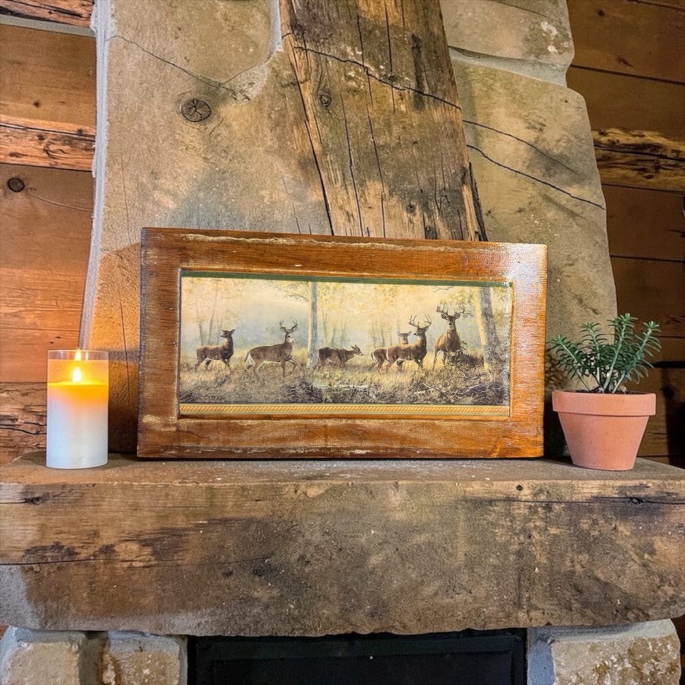 Rustic Deer Woodland Wall Art on Reclaimed Wood | 17.75x9.75